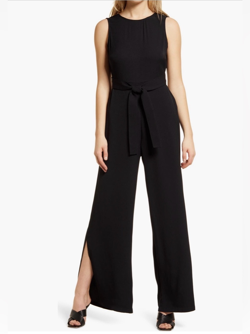 Halogen Black Tie-back Sleeveless Wide-leg jumpsuit Size M, NWT